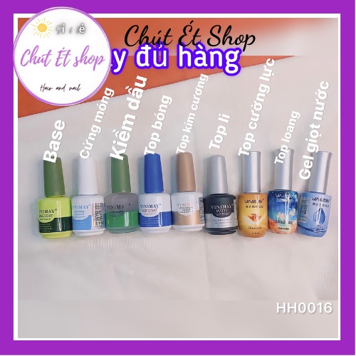 Base Top Vinimay, Cứng móng, Kiềm dầu, Top Bóng, Top Kim Cương, Top Lì, Top Cường Lực, Top loang, Top giọt Nước Phá Gel