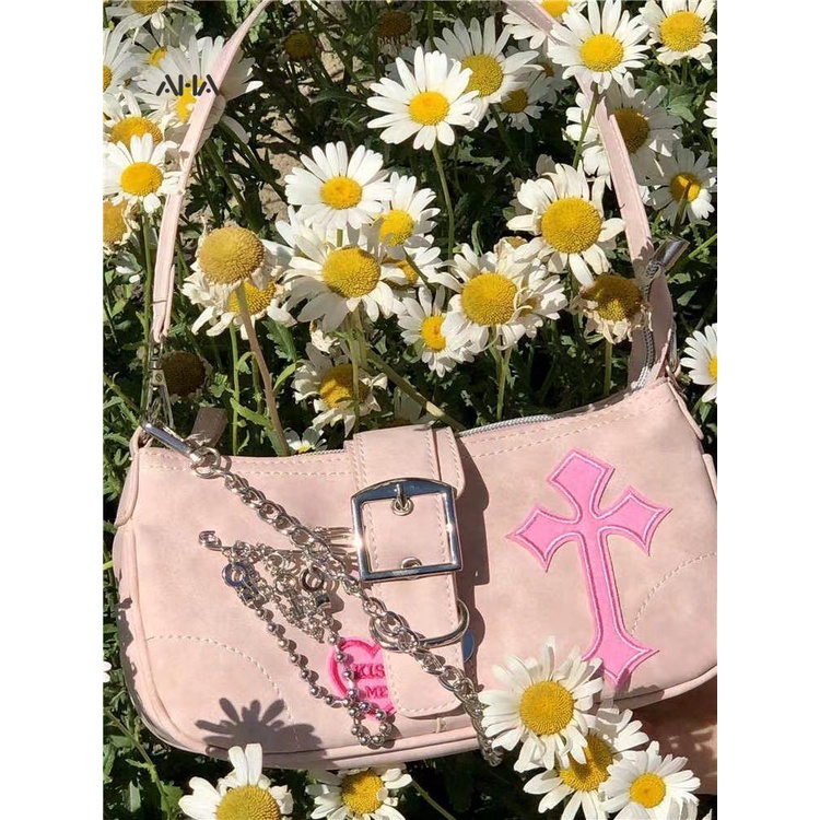 Túi đeo chéo AHA official màu hồng cá tính thời trang cho nữ