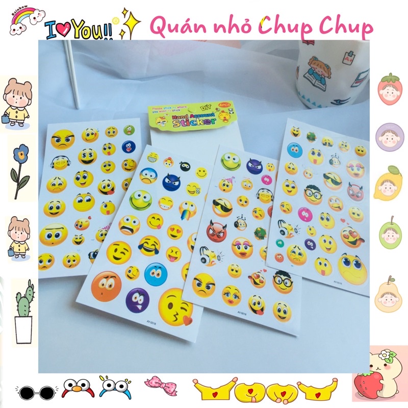 Sét 4 tấm sticker cảm xúc- Phụ kiện teen