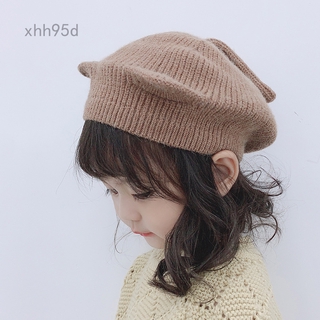 Mũ beret Dệt Kim Mềm Mại Màu Trơn Thời Trang Thu Đông Dành Cho Bé Xhh95d