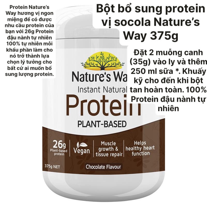 Bột bổ sung protein vị socola Nature’s Way 375g