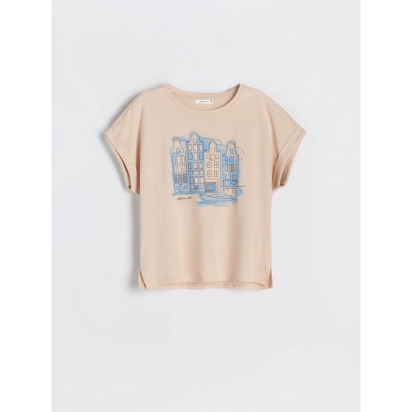 Áo thun vàng ngôi nhà size M Reserved newtag chính hãng