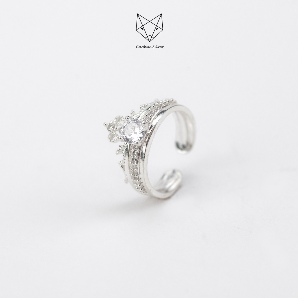 Nhẫn Bạc Ta Cao Cấp CaoBac Silver Vương Miện Ghép Đính Đá Sang Trọng Dành Tặng Riêng Cho Bạn Gái