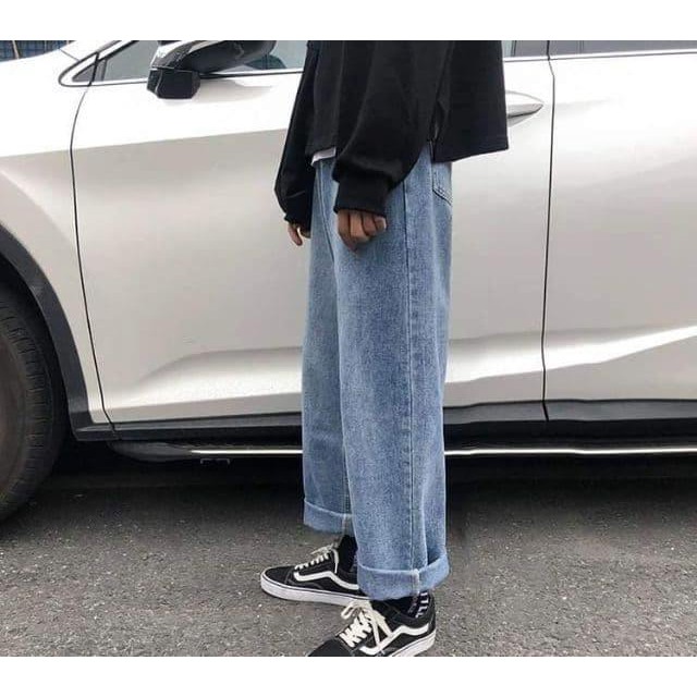( Jean Dày)Quần Baggy Jean unisex ống rộng phong cách bụi Cá tính.