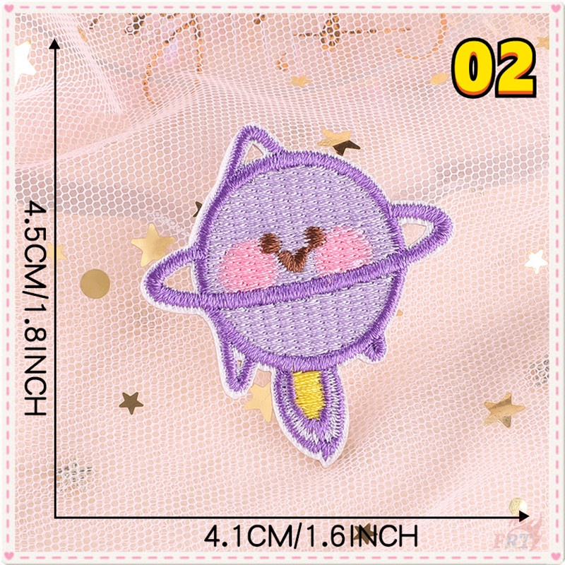 ✿ Miếng Dán Trang Trí Hình Cô Gái Phi Hành Gia Màu Tím Độc Đáo ✿ 1 Huy Hiệu Ủi Thêu Hình UFO