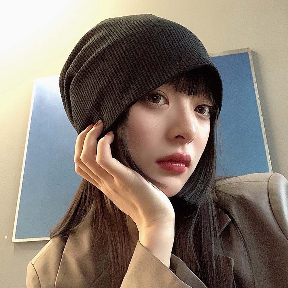 FORBETTER Mũ Beanie Dệt Kim Màu Trơn Co Giãn Thời Trang Xuân Hè Cho Nữ