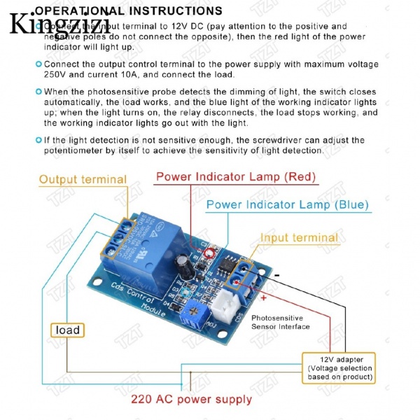 Mô Đun Cảm Biến Điều Khiển Ánh Sáng Tự Động XH-M131 DC 12V 10A