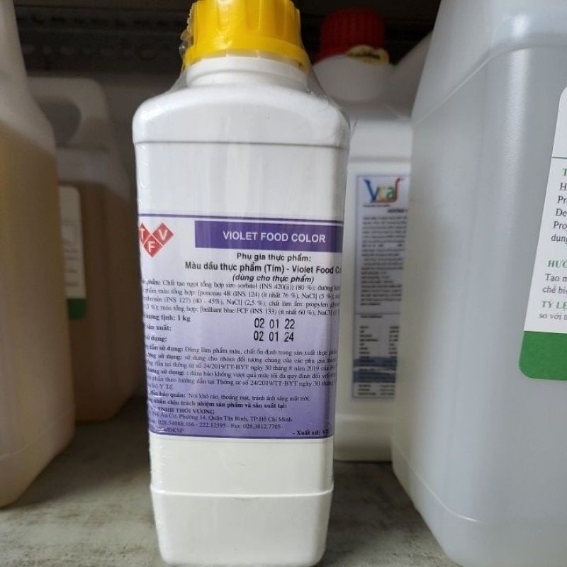 Màu thực phẩm  dạng nước  màu xanh lá, Tím, Nâu, Đỏ, vàng, Cam, xanh dương, hồng.