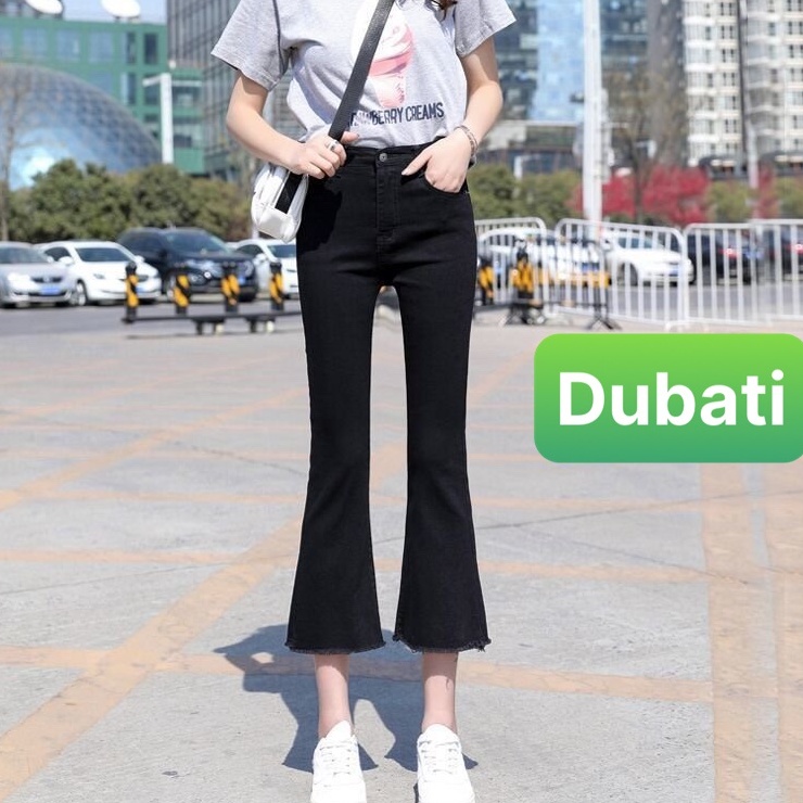 QUẦN JEAN NỮ CHẤT BÒ ỐNG LOE SÀNH ĐIỆU SIÊU CO GIÃN LƯNG CAO NÂNG MÔNG HÀN QUỐC - DB 222- DUBATI FASHION