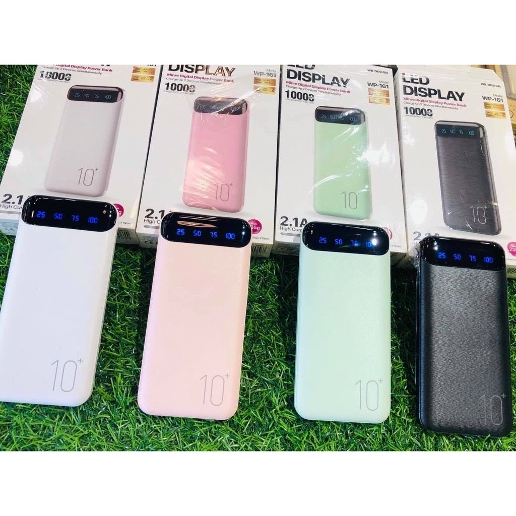 Sạc dự phòng mini 10000 mAh WK DESIGN WP161 pin dự phòng tích hợp đèn led hỗ trợ sạc nhanh 2.1A - Bảo Hành 6 tháng