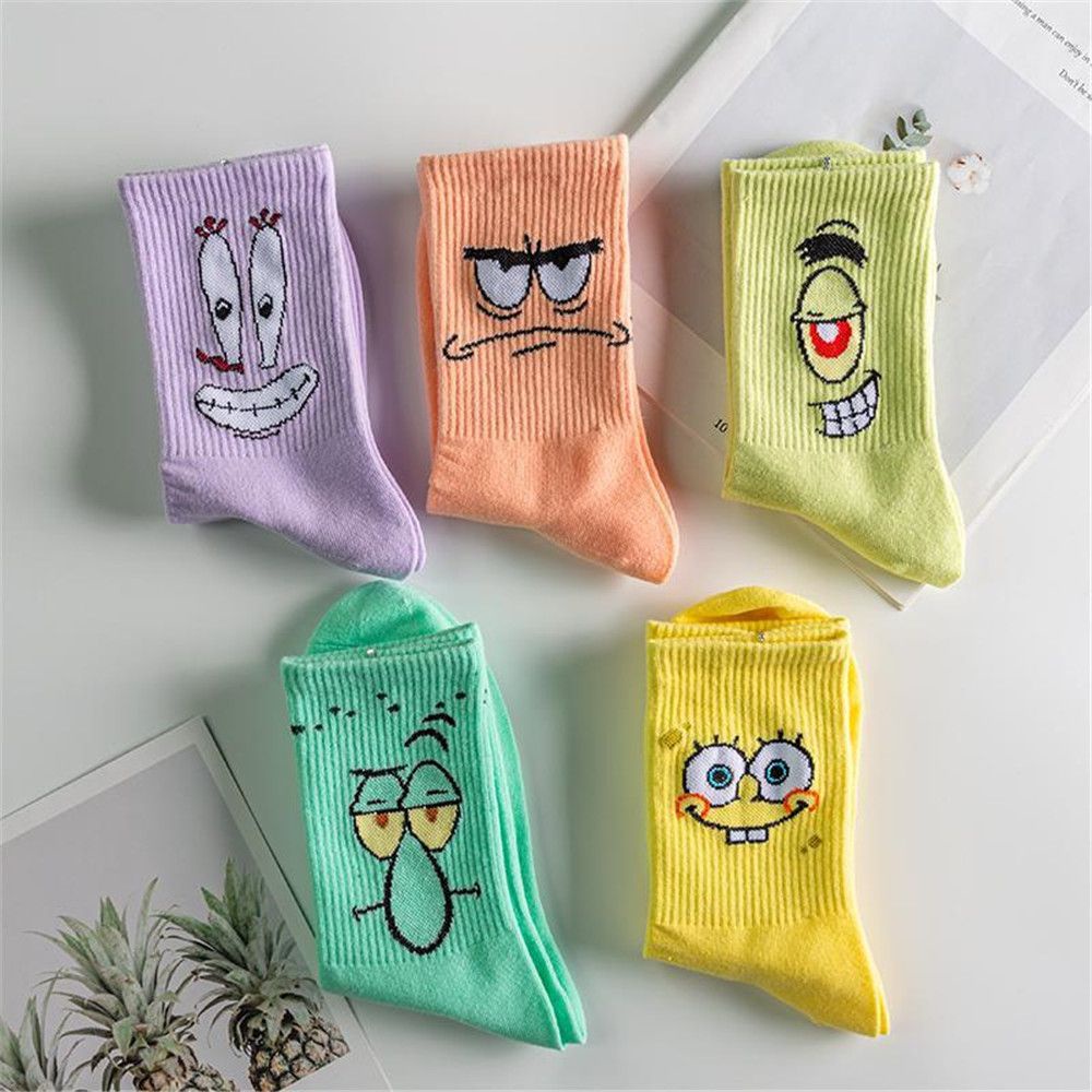 Vớ cotton họa tiết hoạt hình spongebob co giãn tốt thời trang cho nữ