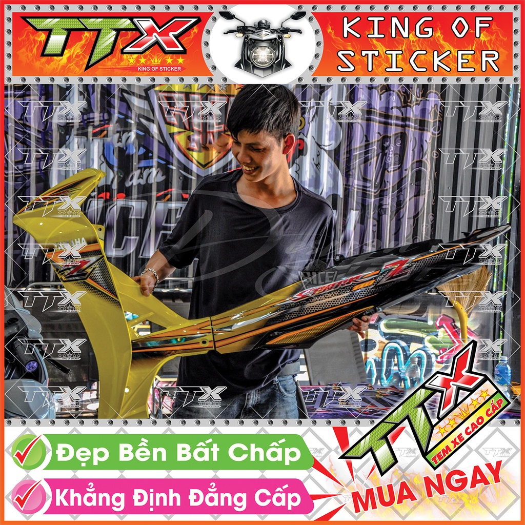 Tem Xe Sirius Spark 110 Đen Vàng Da Bò Chữ Z - Tem Sirius Vàng Đen Siêu Đẹp - Mẫu Team Sirius Đen Vàng Da Bò (s028-00)