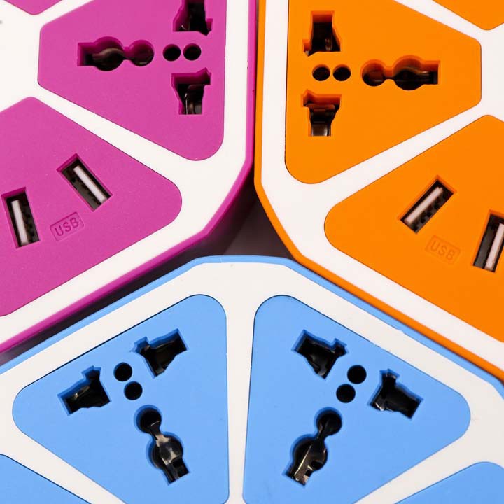 Ổ cắm điện hình trái cam với 2 cổng USB