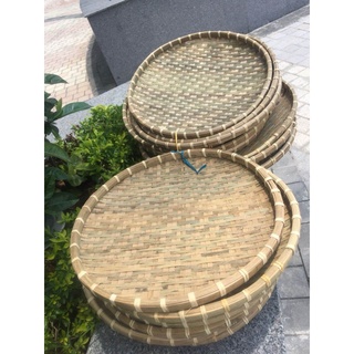 Mẹt tre đan thủ công viền mây nhiều kích thước đựng đồ, trang trí