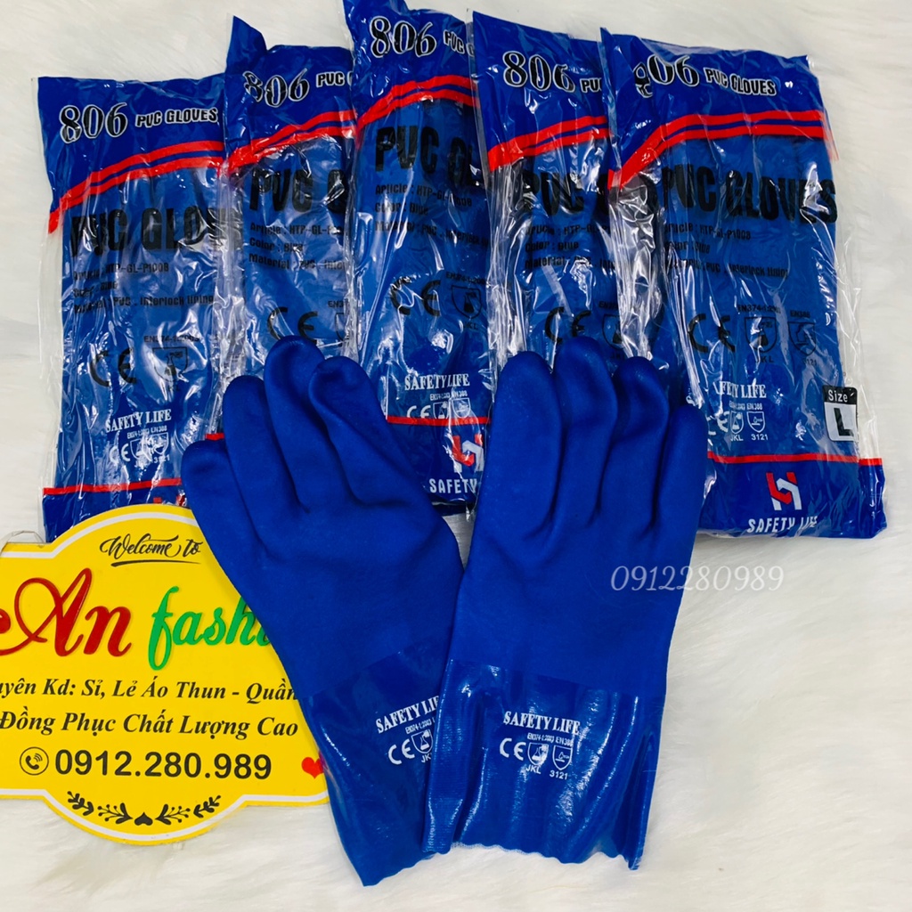 Găng tay Glove 806 chống dầu, chống hóa chất, chống trơn trượt ngành cơ khí Safety _ Hình chụp thật