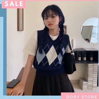 ÁO GILE LEN NỮ KHÔNG TAY CỔ V PHONG CÁCH RETRO HÀN QUỐC