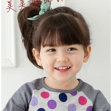 Dây cột tóc tai thỏ, bền chắc  họa tiết chấm bi giá rẻ, nữ tính PK696