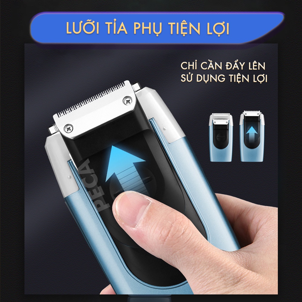 Máy cạo râu khô Kemei KM-3385 màn hình LCD thông minh lưỡi kép nổi cạo sạch nhanh sạc USB tiện lợi - Hàng chính hãng