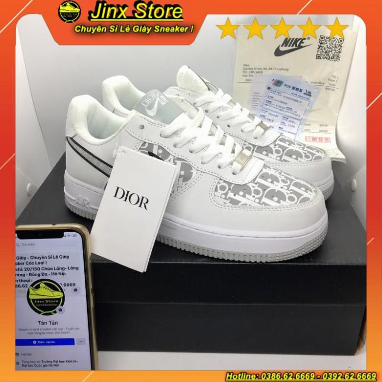 Giày thể thao sneaker AF1 trắng kết hop dior đế xám hàng 1:1 full size da bò đôt không cháy | BigBuy360 - bigbuy360.vn