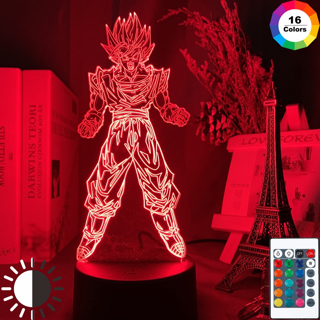 Đèn ngủ 3D Anime Mẫu Dragon Ball Goku Super Saiyan Trang Trí Phòng - Quà tặng