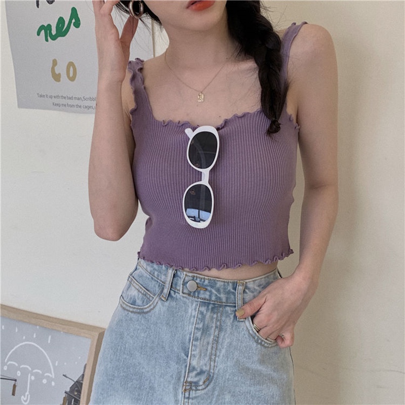  Áo Hai Dây Dệt Kim Cho Nữ Dáng Ngắn Phong Cách Trẻ Trung Thời Trang Hàn Quốc | BigBuy360 - bigbuy360.vn