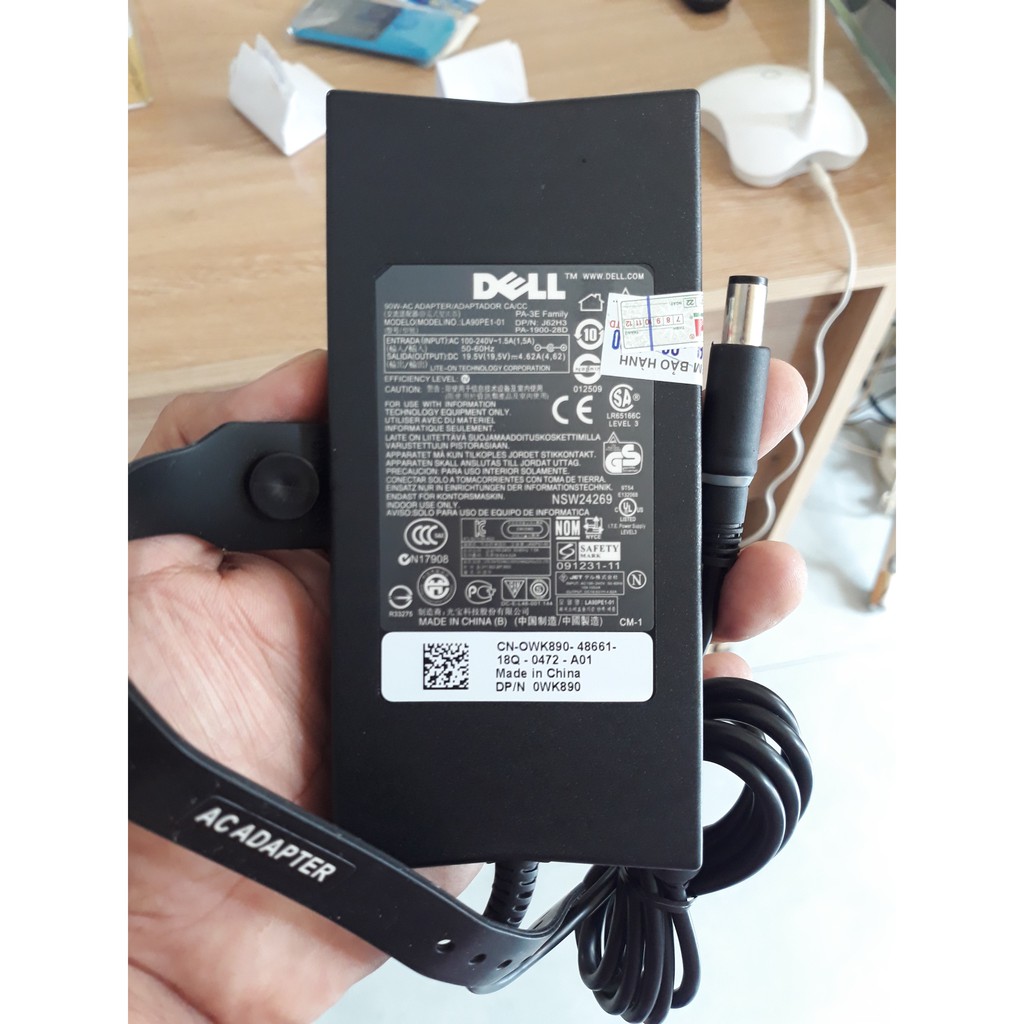 Sạc Zin Laptop Dell 19.5V - 4.62A Slim 90W Kèm Dây Nguồn ( ( Adapter Dell 19.5V - 4.62A Zin Slim )