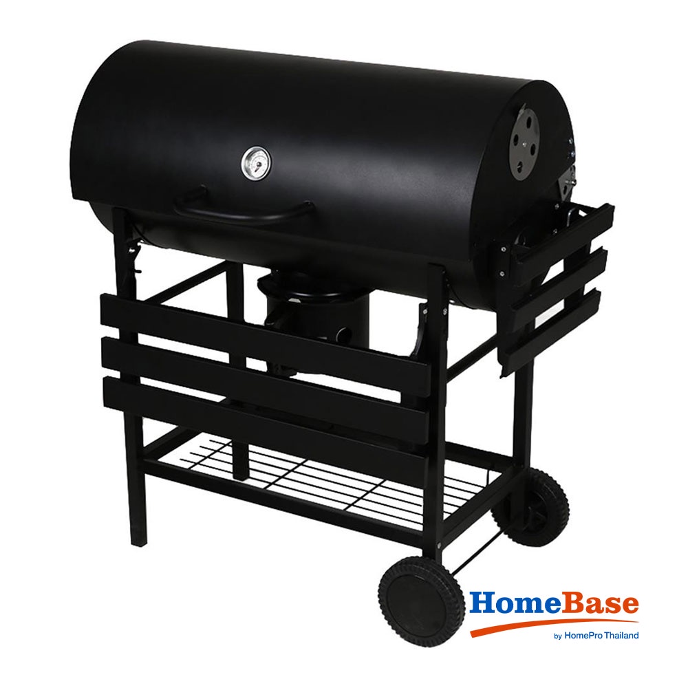 HomeBase SPRING Bếp than nướng BBQ vỉ nướng lớn bằng thép Thái Lan W63xH94xD106cm màu đen