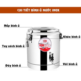 Bình nước inox hai lớp giữ nhiệt 20l-30l-40l, bình đựng trà sữa
