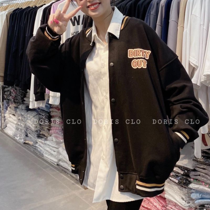 Áo Khoác Bomber Viền Siêu Hot , Unisex Phom Thụng Tay Bồng (Kèm Ảnh Thật)