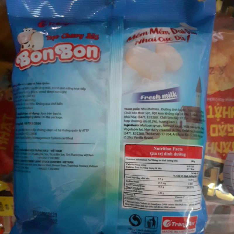 kẹo chewy sữa Bon Bon Tràng An 250g