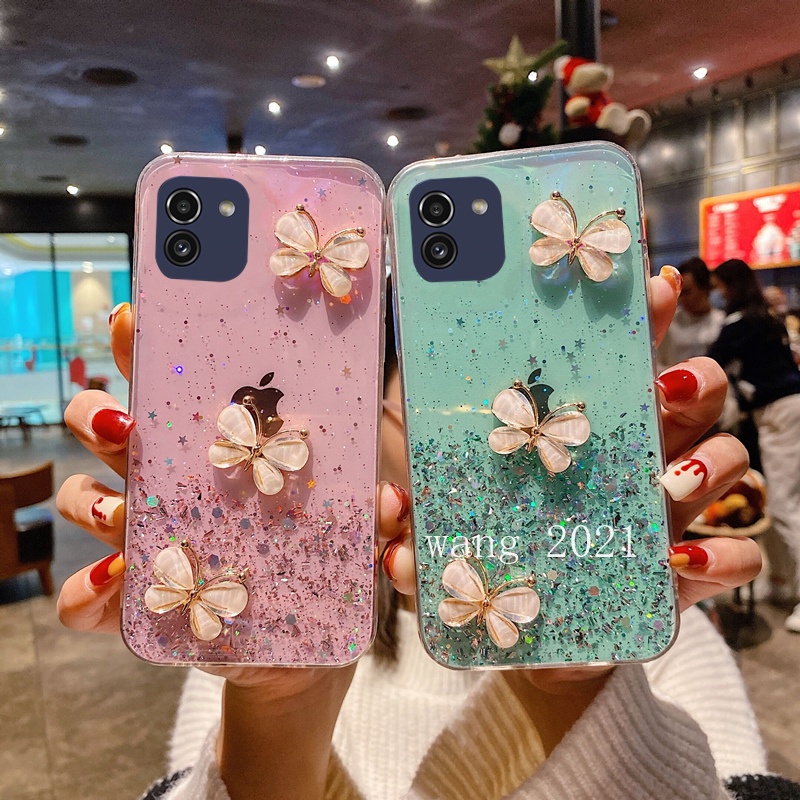 Ốp Điện Thoại Mềm Hình Bướm Kim Tuyến Nhiều Màu Sắc Cho Samsung Galaxy A03 S22 S21 FE 5G + Ultra 5G