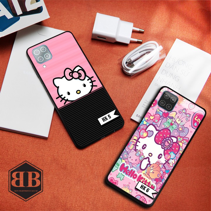 Ốp lưng kính cường lực Samsung Galaxy A12 hình hello kitty
