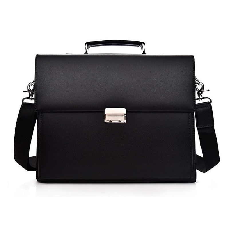 Túi xách cặp công sở da bò T54 khóa số 38x30x8cm bảo hành da 12 tháng (Nâu-Đen) | BigBuy360 - bigbuy360.vn