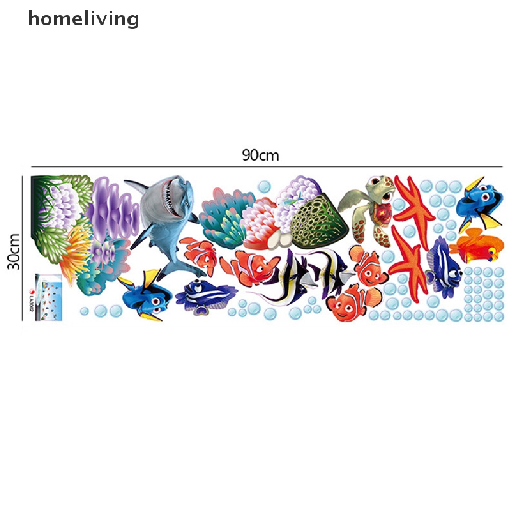 Sticker Dán Tường Họa Tiết Hình Con Cá Biển Theo Phong Cách Hoạt Hình Dùng Trong Trang Trí Phòng Tắm