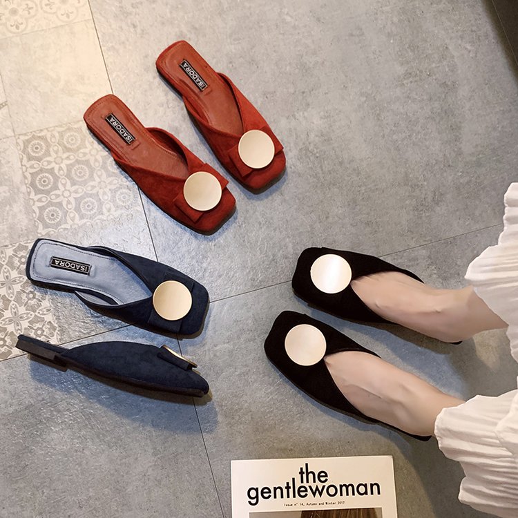 Dép bít mũi gót vuông thấp phong cách Hàn Quốc dễ thương dành cho nữ | BigBuy360 - bigbuy360.vn