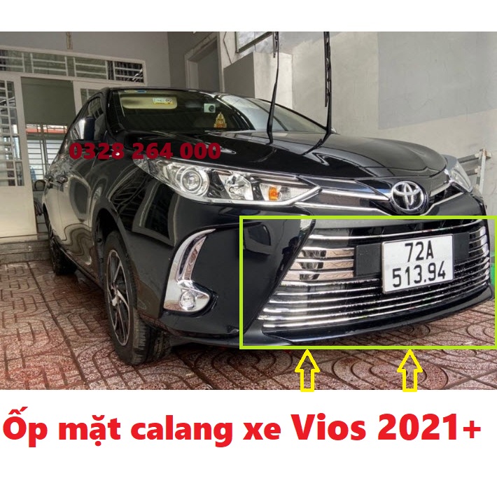 Ốp mặt ca lăng, calang, ca lang xe Toyota Vios 2021 2022 2023 hàng inox siêu đẹp