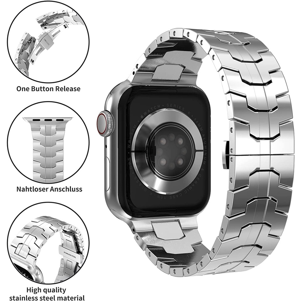Dây Đeo Inox Cho Đồng Hồ Thông Minh iwatch Series SE / 6 / 5 / 4 / 3 / 2 38mm 42mm 7 41mm 45mm