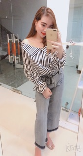 Sơ mi sọc choker (kèm ảnh thật)