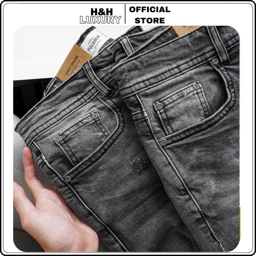 Quần bò nam đẹp Pull & Bear xanh co giãn 4 chiều xuất dư - H&H LUXURY