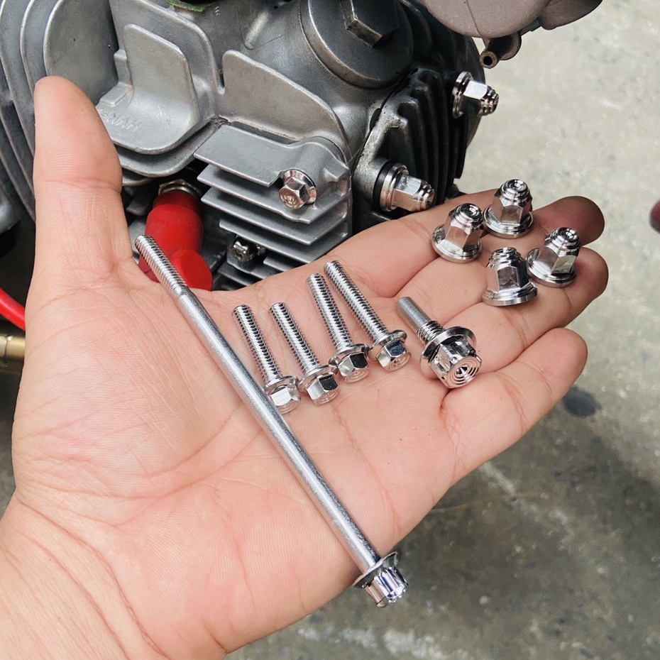 Bộ ốc inox Salaya lắp đầu lòng các dòng xe WAVE, ANPHA, WAVE THÁI 110CC, SUPER DREAM