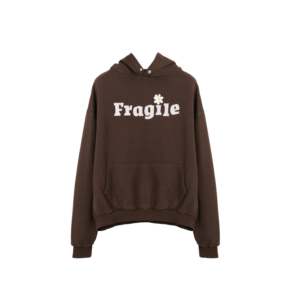 'Fragile' Flower Hoodie / Dark Brown