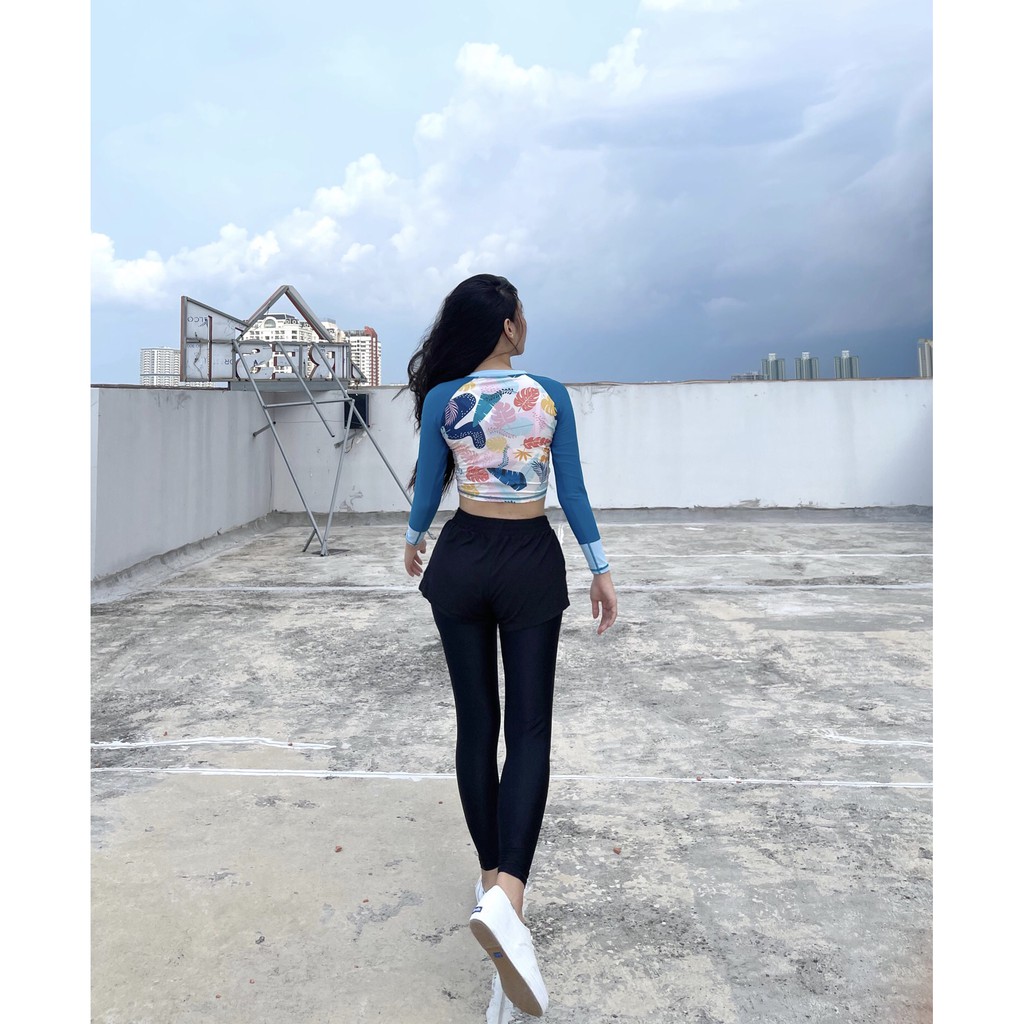 Áo Bơi Nữ Tay Dài - Tropical Mixed Croptop | WebRaoVat - webraovat.net.vn