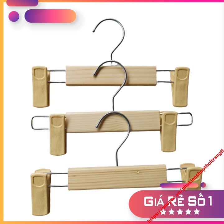 Móc gỗ kẹp quần trẻ em dài 25cm