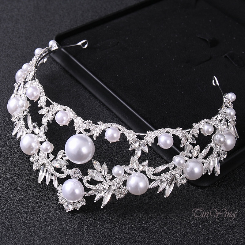GETNOIVAS Vương Miện Đội Đầu Đính Ngọc Trai Sang Trọng Cổ Điển Cho Cô Dâu