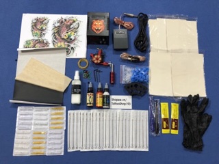 Bộ kit 1 máy xăm da thật  (phát mẫu máy ngẫu nhiên )