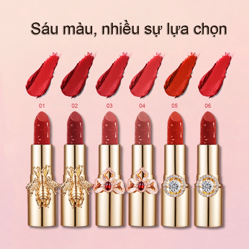 Son môi chống nước chống khô môi lâu trôi  bóng ẩm Son Thỏi Màu Lì Lipstick không dễ phai Son bóng 6 màu 3.8g DS507