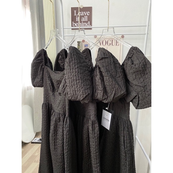 Đầm gấm xốp tay bồng tiểu thư - hở lưng mix chun