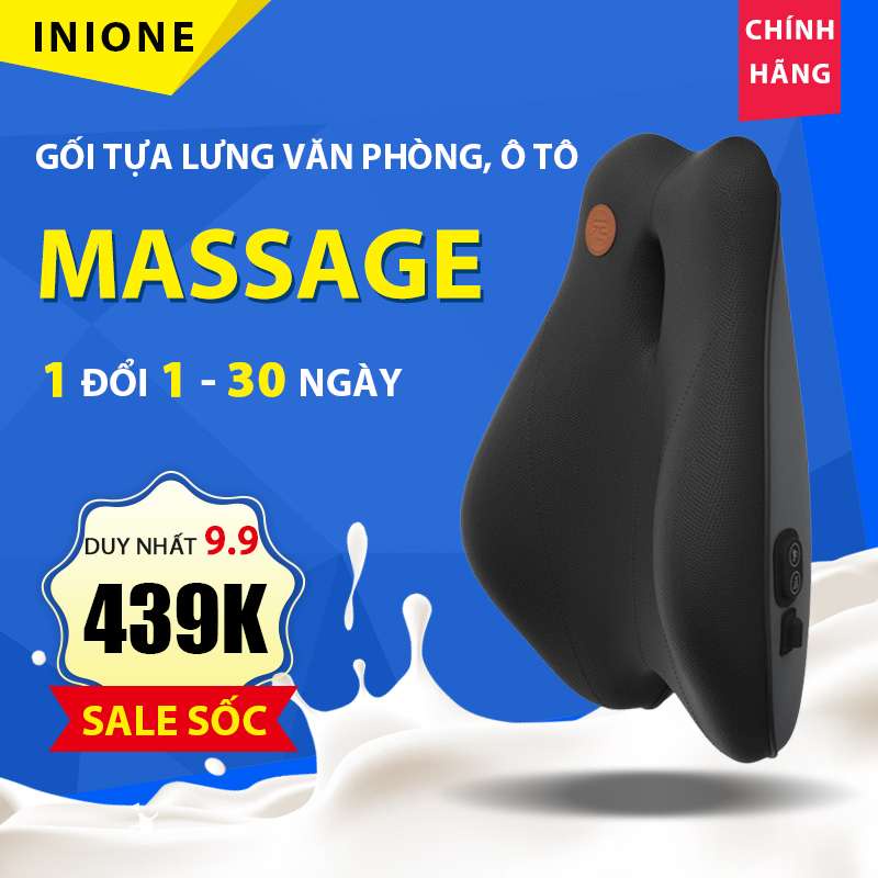 Gối Tựa Lưng Tích Hợp Massage, Đệm Lưng Chống Gù, Giảm Đau Cột Sống Dùng Cho Văn Phòng ô tô - Inione Mart