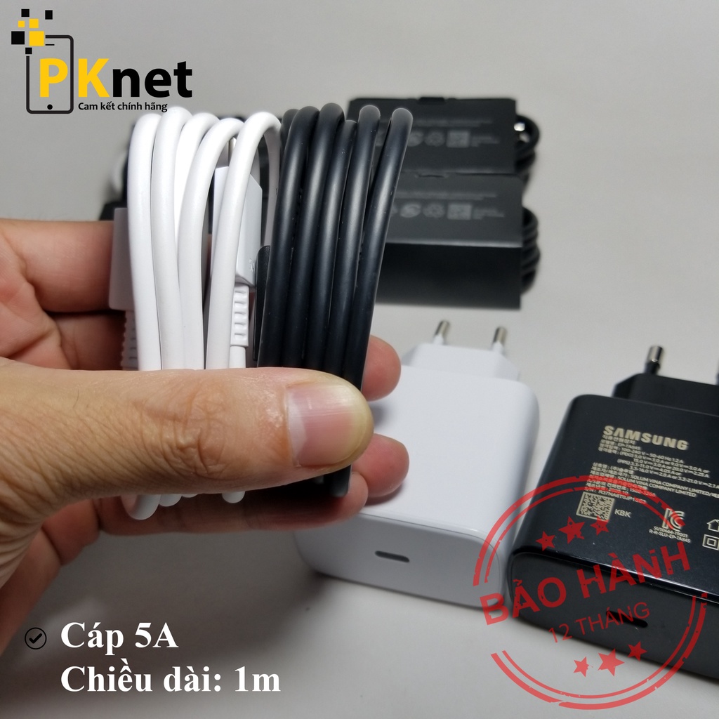 Sạc siêu nhanh 45W chính hãng Samsung cho Note10 Plus/S20 Ultra/Tab S7/S7+/S7 FE + Cáp Type C to Type C 5A chính hãng.