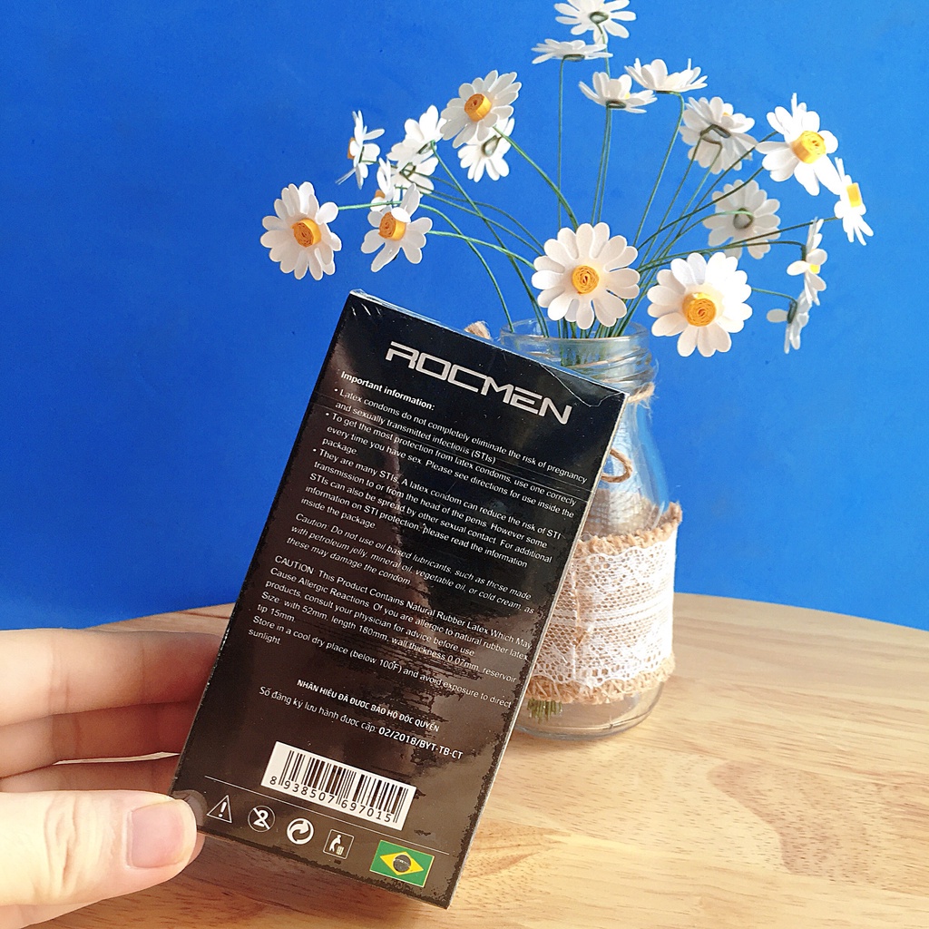 Bao cao su ROCMEN LONG SHOCK, bcs gai gân siêu mỏng chống xuất tinh sớm kéo dài thời gian